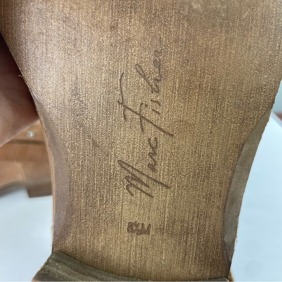 Marc Fisher Rosan Tan Leather Mid Calf Western Bohemian Moto Boots - Picture 12 of 12